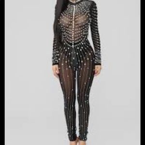 Made of pearls jumpsuit fashion nova